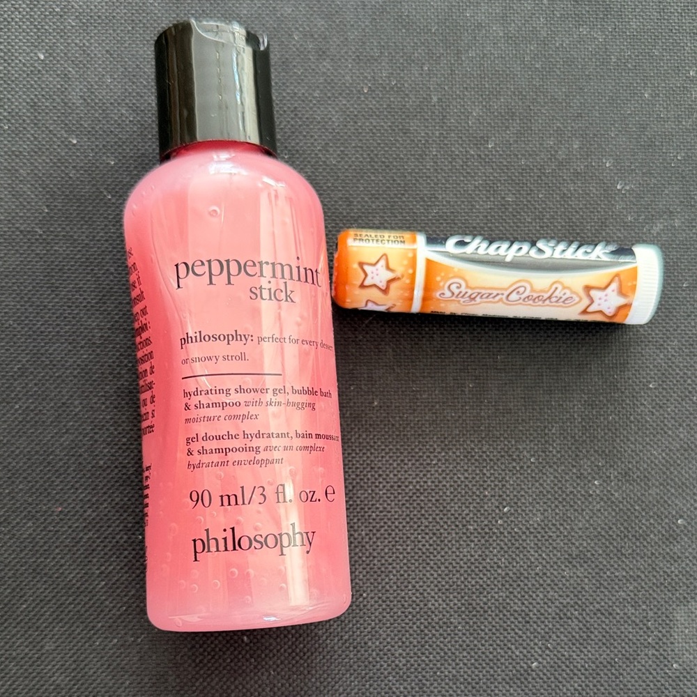 NEW Philosophy Pink Peppermint Stick Shower Gel and ChapStick Set
